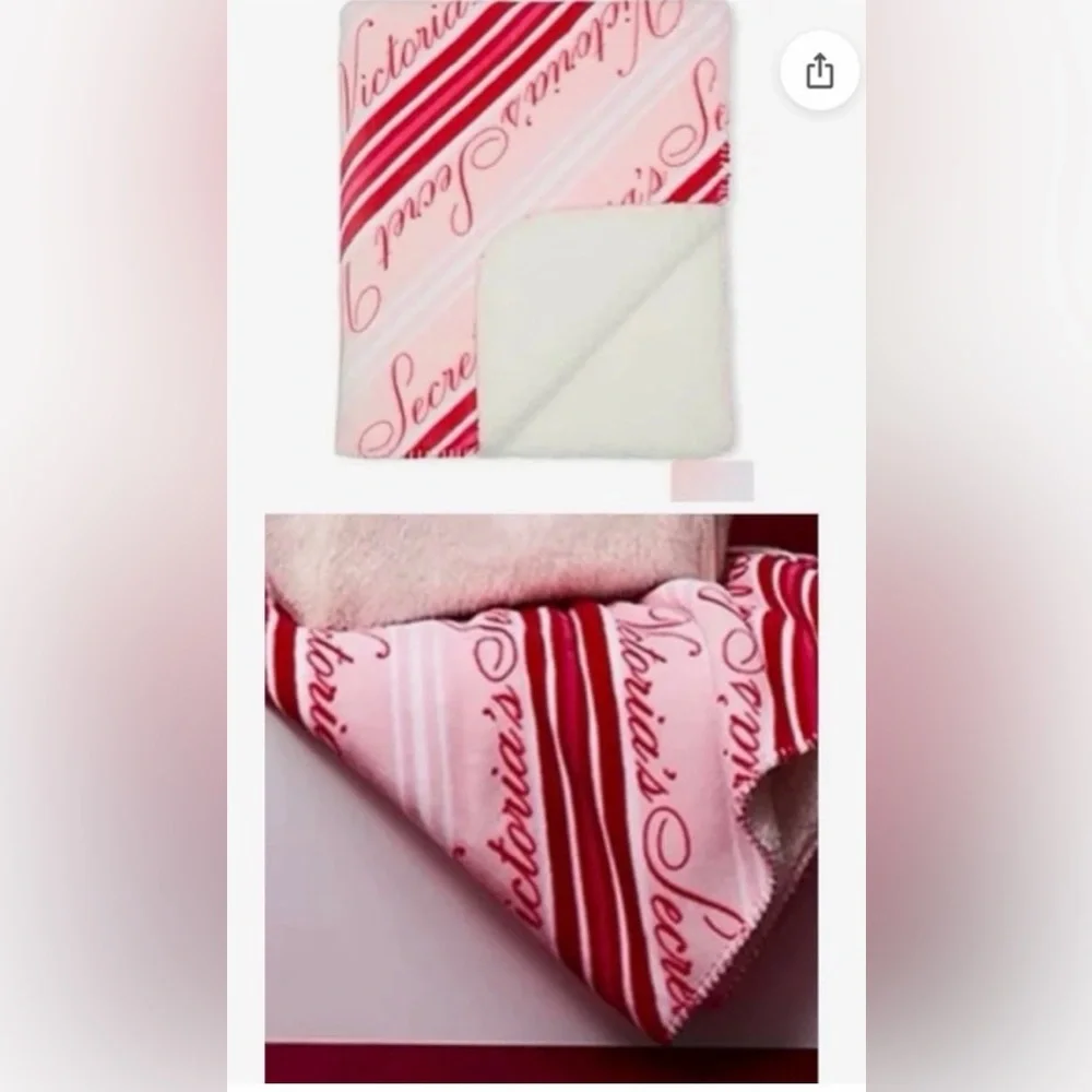New Victoria's Secret White Tote and Pink Sherpa Blanket Set Limited Edition - Picture 2 of 6